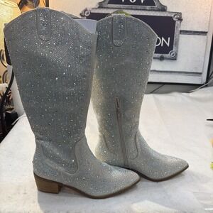 Women Rhinestone BUCKLE Store Cowboy Boots, Sparkly Bling Cowgirl Boots NEW 9